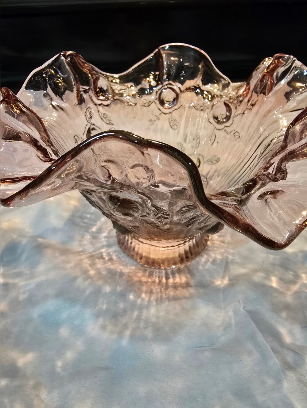 Vintage Fenton Ruffled Glass Fixture Lamp Shade